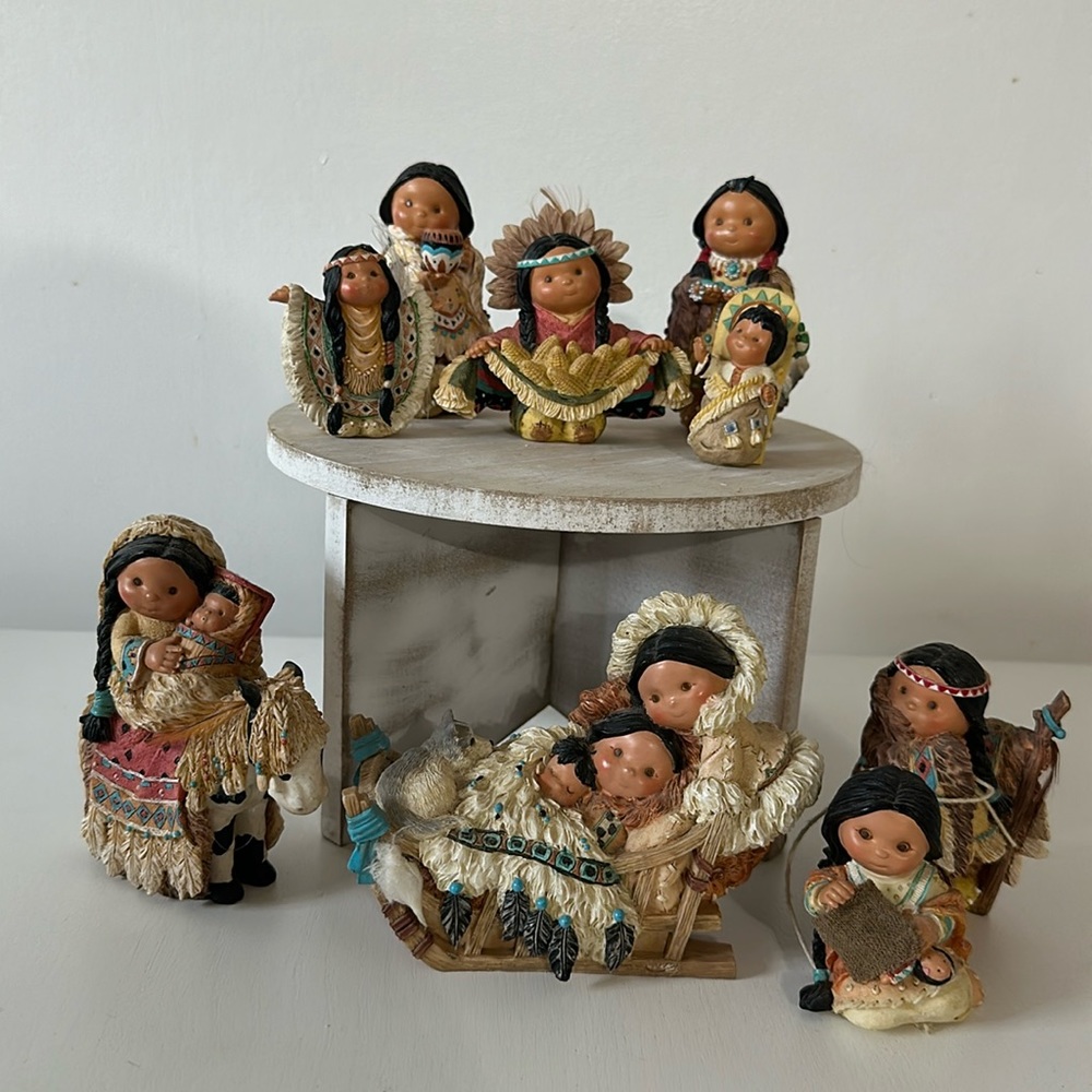 Set of 9 Friends of a Feather Native vintage resin collectible figurines